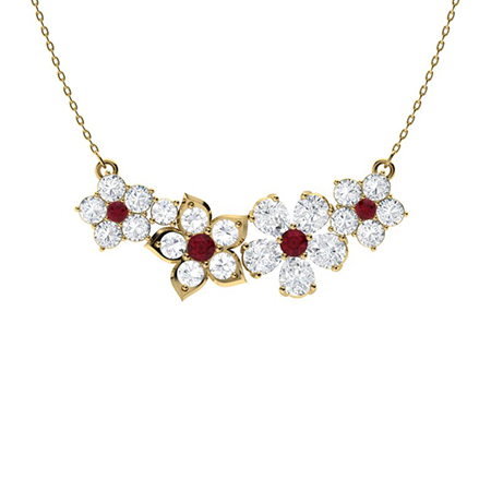 Sotiya Ruby Floral Design Necklace Sterling Silver-Sotiya