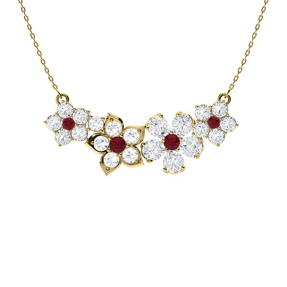 Sotiya Ruby Floral Design Necklace Sterling Silver-Sotiya