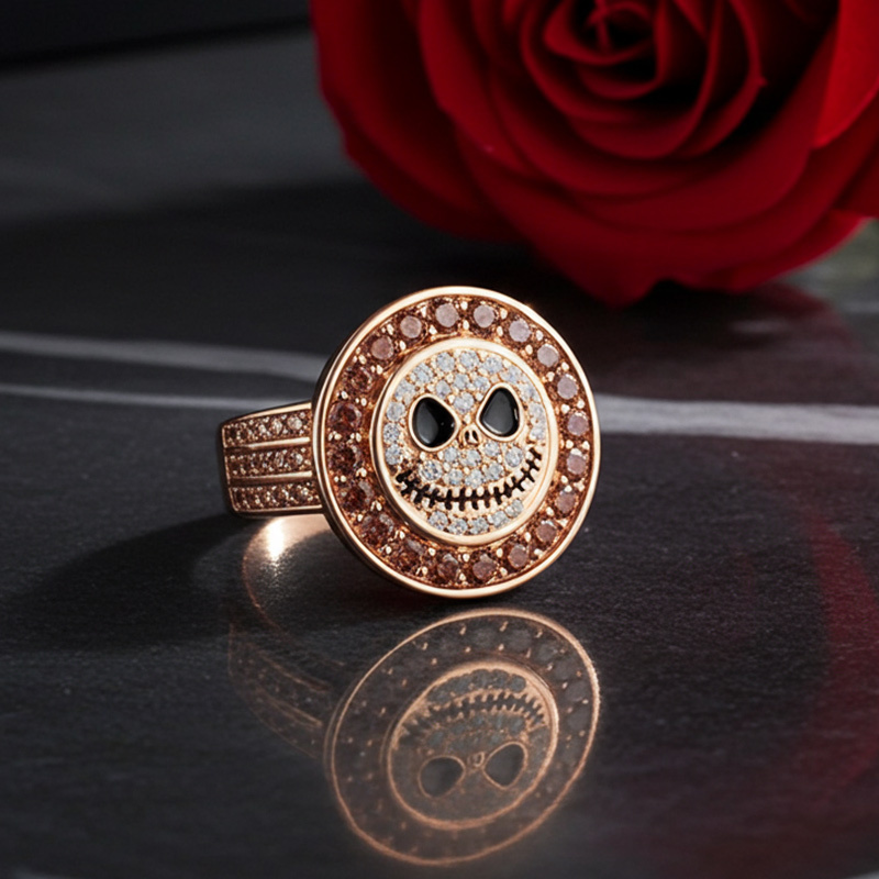 Sotiya Halo Skull Inspired Coffee Cocktail Ring Sterling Silver-Sotiya