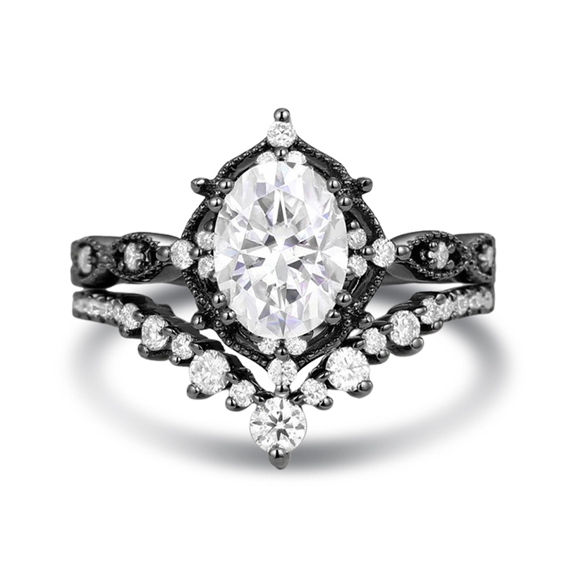 Sotiya Vintage Oval Cut Wedding Bridal Ring Set Sterling Silver-Sotiya