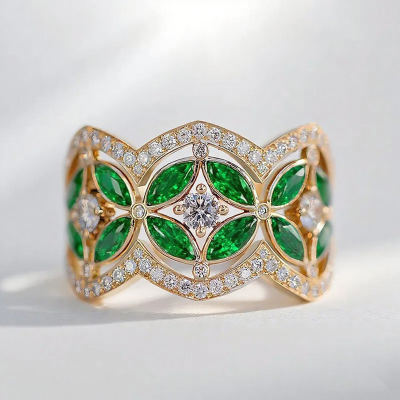 Sotiya Round and Marquise Cut Flower Ring Sterling Silver-Sotiya