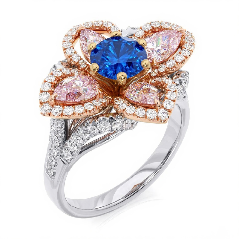 Sotiya Four Leaf Clover Round Cut Engagement Ring Sterling Silver-Sotiya