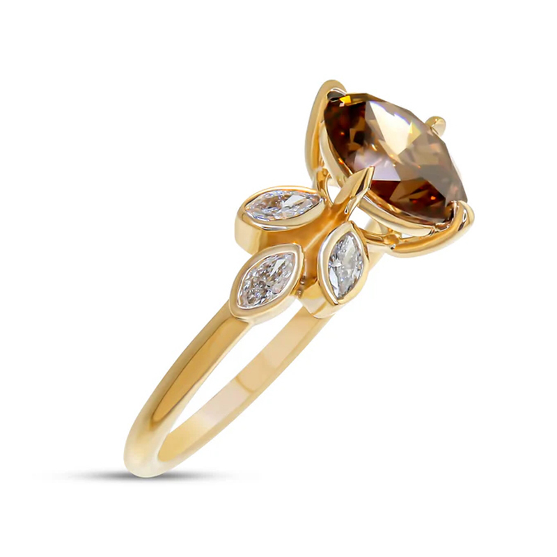 Sotiya Floral Inspired Sidestone Coffee Oval Cut Engagement Ring Sterling Silver-Sotiya