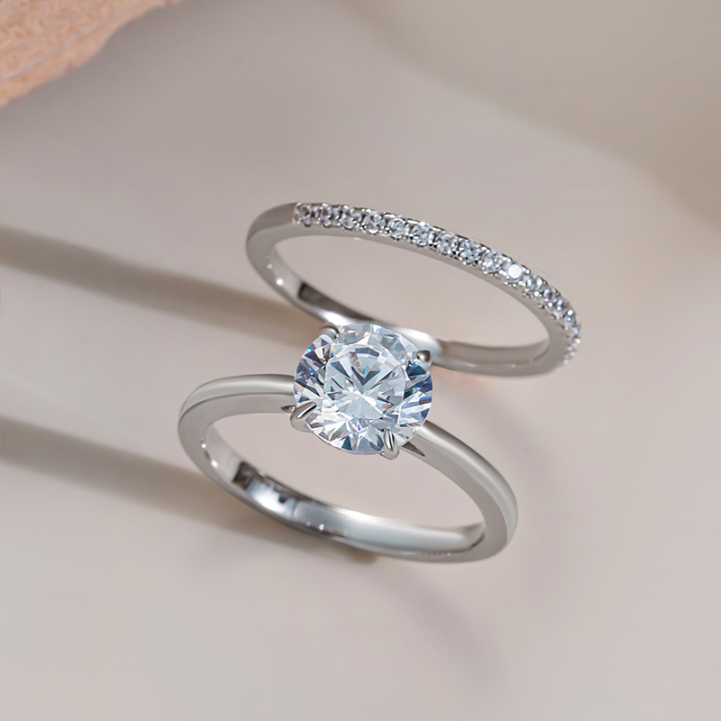 Sotiya Cathedral Classic Round Cut Wedding Bridal Ring Set Sterling Silver-Sotiya