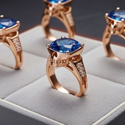 Sotiya Gothic Skull Cushion Cut Sapphire Blue Cocktail Ring Sterling Silver-Sotiya