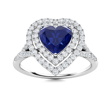 Sotiya Customizable 12 Birthstone Double Halo Heart Cut Engagement Ring Sterling Silver