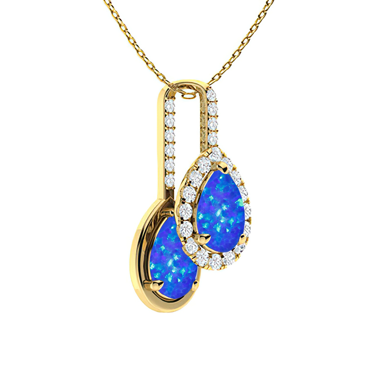 Sotiya Opal Pear Cut Asymmetric Musical Note Design Necklace Sterling Silver-Sotiya