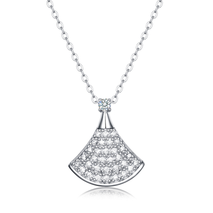 Sotiya Fan Design Moissanite Pendant Necklace Sterling Silver-Sotiya