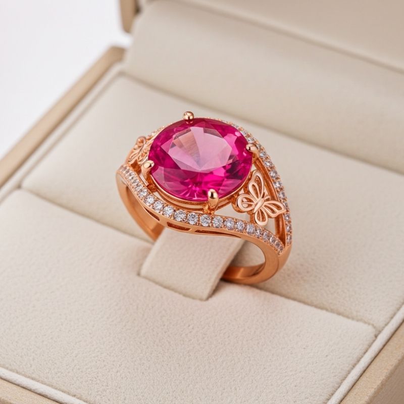 Sotiya Butterfly Round Cut Coffee Engagement Ring Sterling Silver-Sotiya