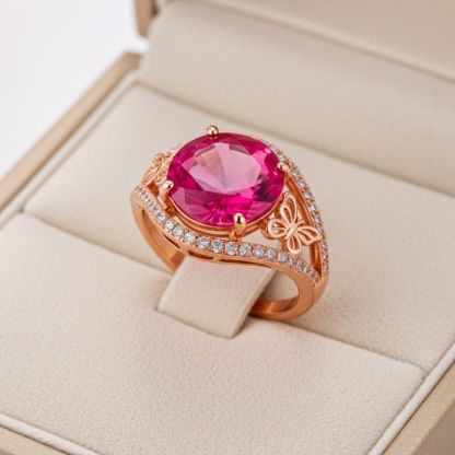 Sotiya Butterfly Round Cut Coffee Engagement Ring Sterling Silver-Sotiya