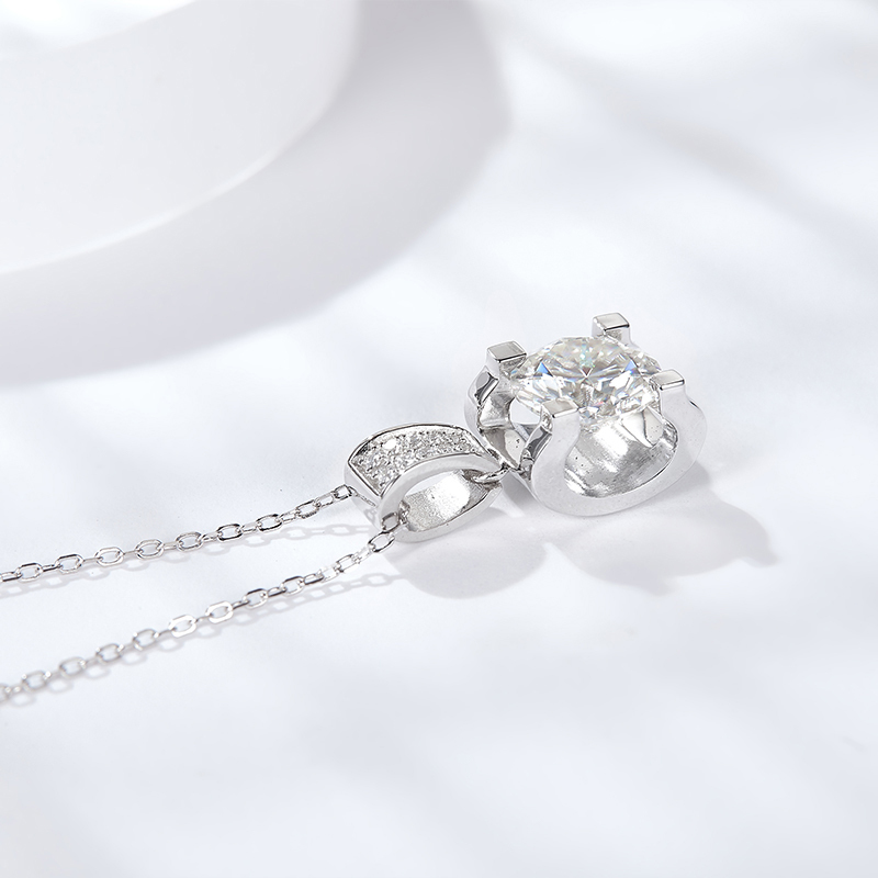 Sotiya Round Cut Moissanite Necklace Sterling Silver-Sotiya