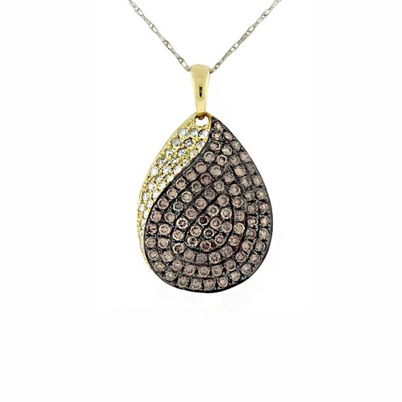 Sotiya Coffee and White Zirconia Twist Pendant Necklace Sterling Silver-Sotiya