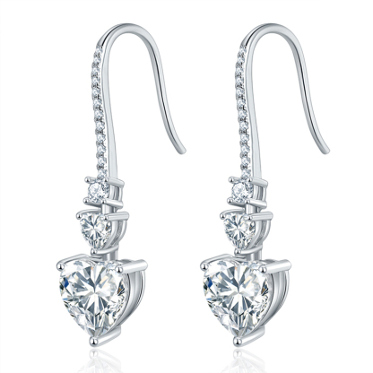 Sotiya Heart Cut Moissanite Drop Earrings Sterling Silver-Sotiya