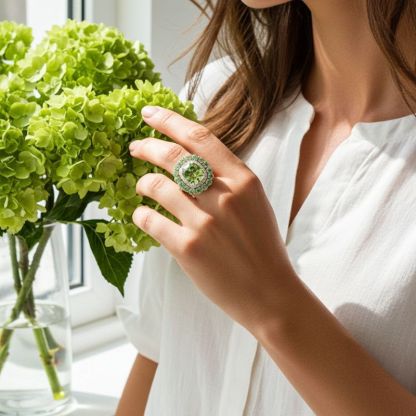 Sotiya Cathedral Double Halo Cushion Cut Engagement Ring Sterling Silver-Sotiya