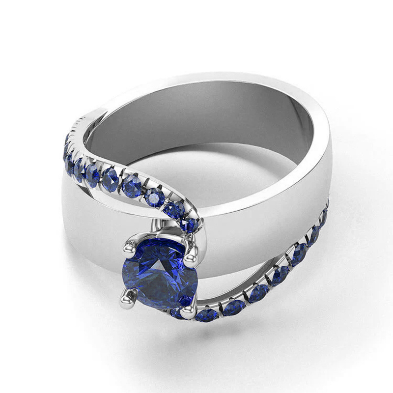 Sotiya Bypass Round Cut Cigar Coffee Engagement Ring Sterling Silver