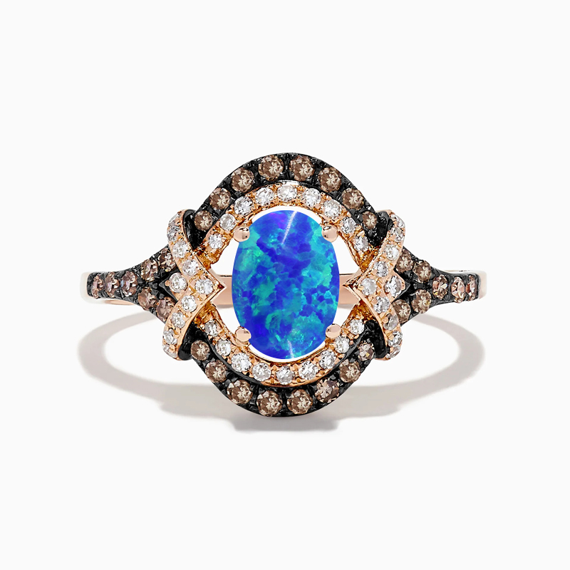 Sotiya Two Tone Halo Oval Cut Opal Coffee Engagement Ring Sterling Silver-Sotiya