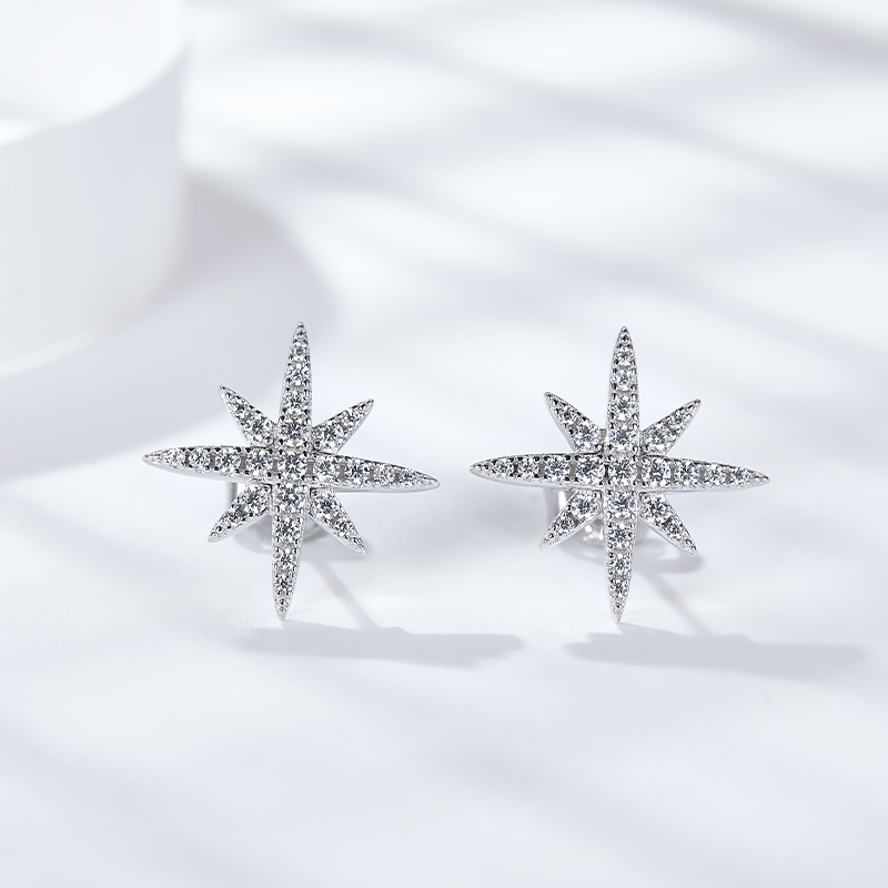 Sotiya Star Round Cut Moissanite Stud Earrings Sterling Silver-Sotiya