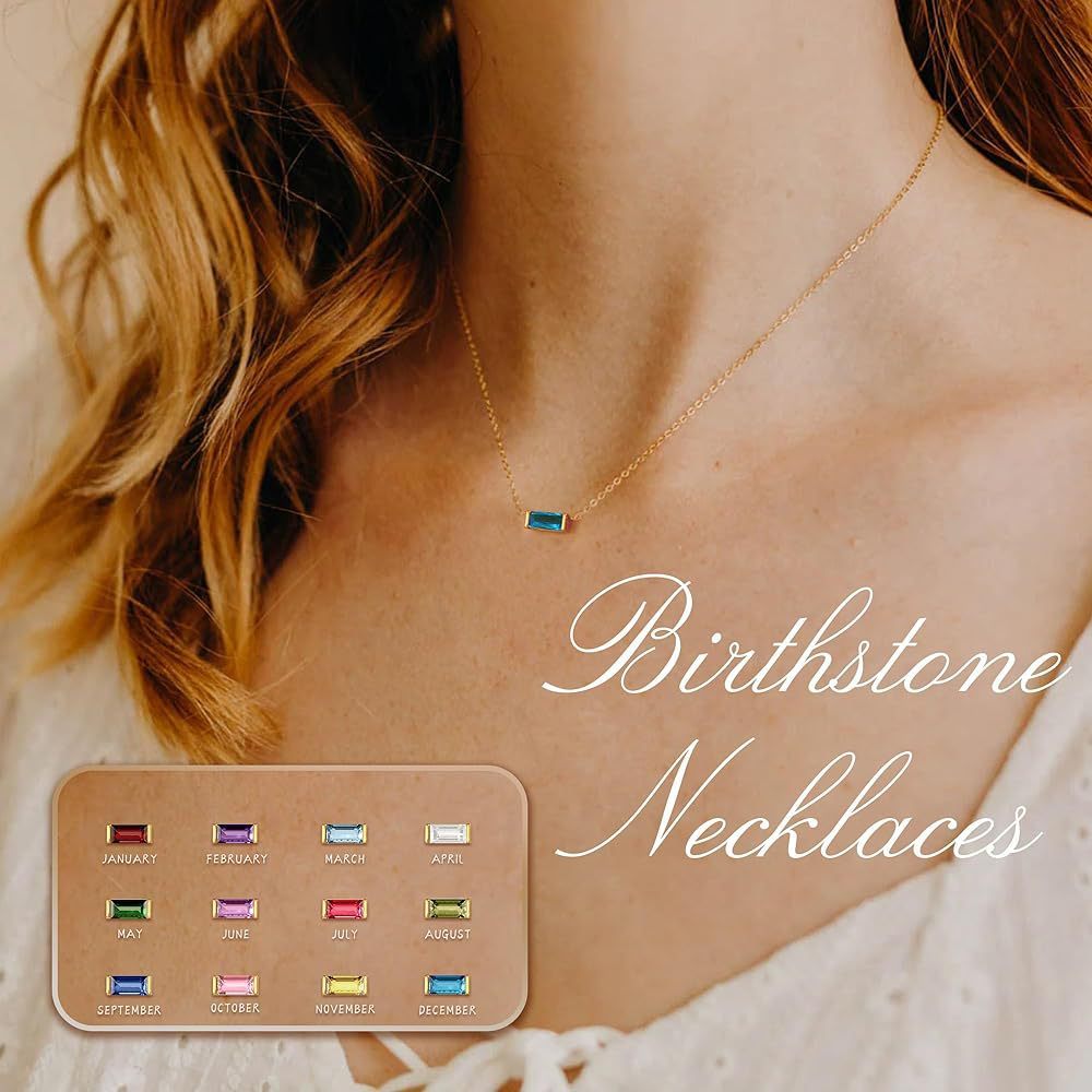 Sotiya 12 Birthstones Emerald Cut Necklace Sterling Silver-Sotiya