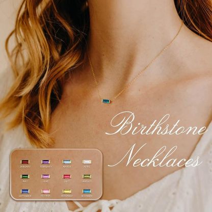 Sotiya 12 Birthstones Emerald Cut Necklace Sterling Silver-Sotiya