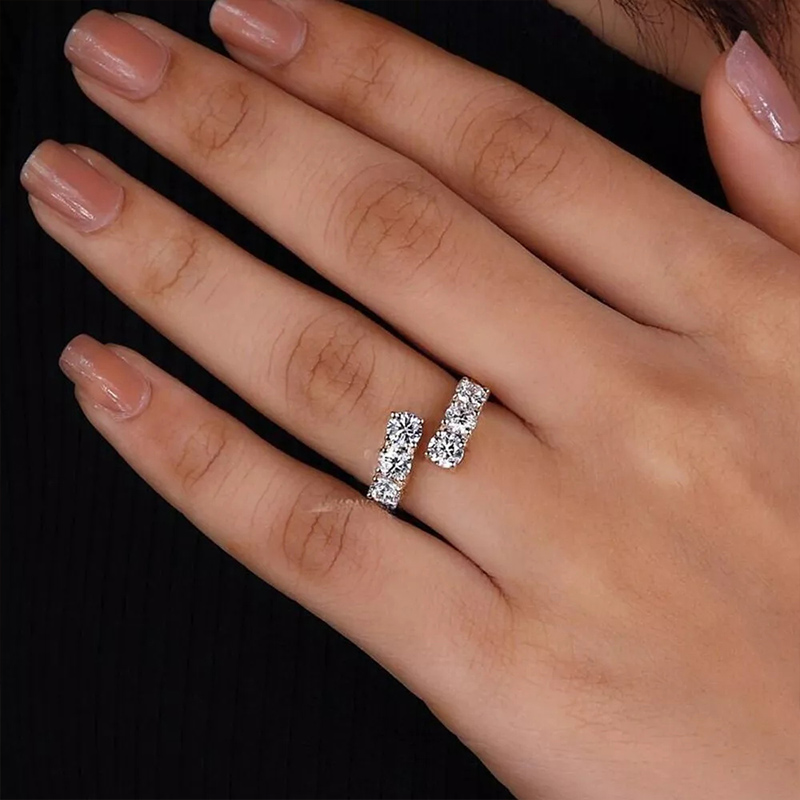 Sotiya Bypass Round Cut Cocktail Ring Sterling Silver-Sotiya