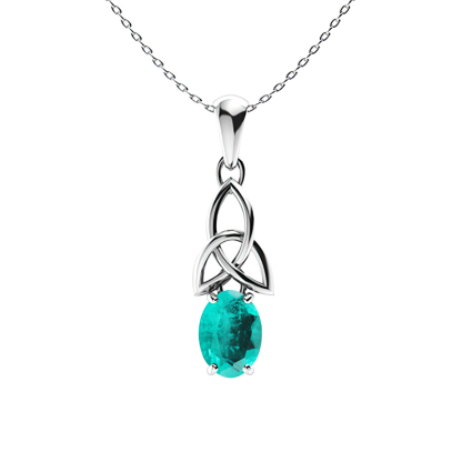 Sotiya Paraiba Oval Cut Celtic Knot Necklace Sterling Silver-Sotiya