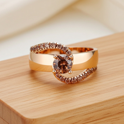 Sotiya Bypass Round Cut Cigar Coffee Engagement Ring Sterling Silver