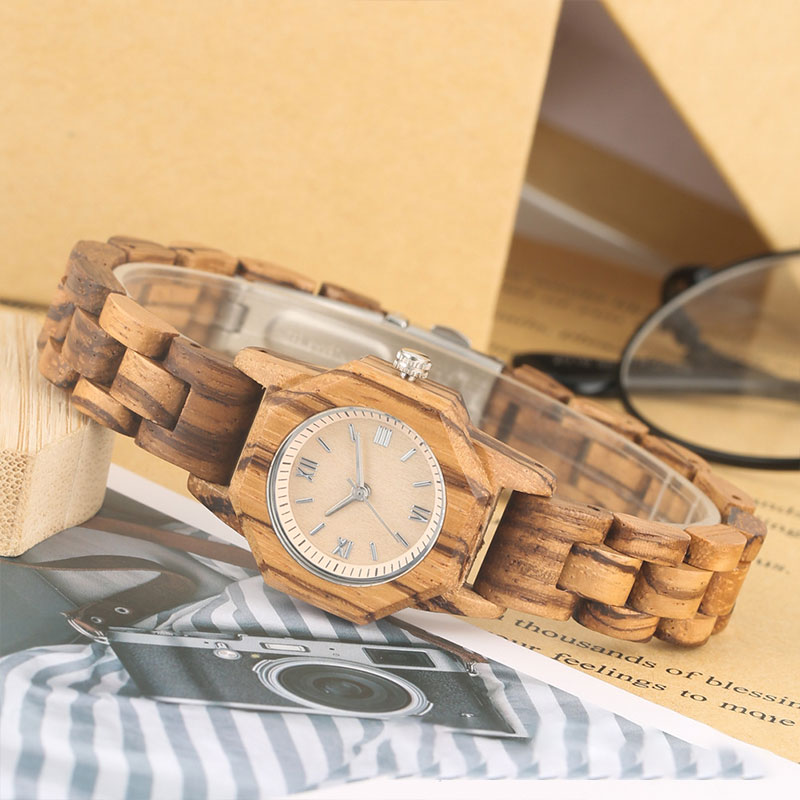 Sotiya Zebrawood Quartz Exquisite Ultra-thin Coffee Brown Wooden Watch-Sotiya