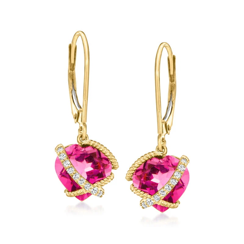 Sotiya Hot Pink Heart Cut Drop Earrings Sterling Silver-Sotiya