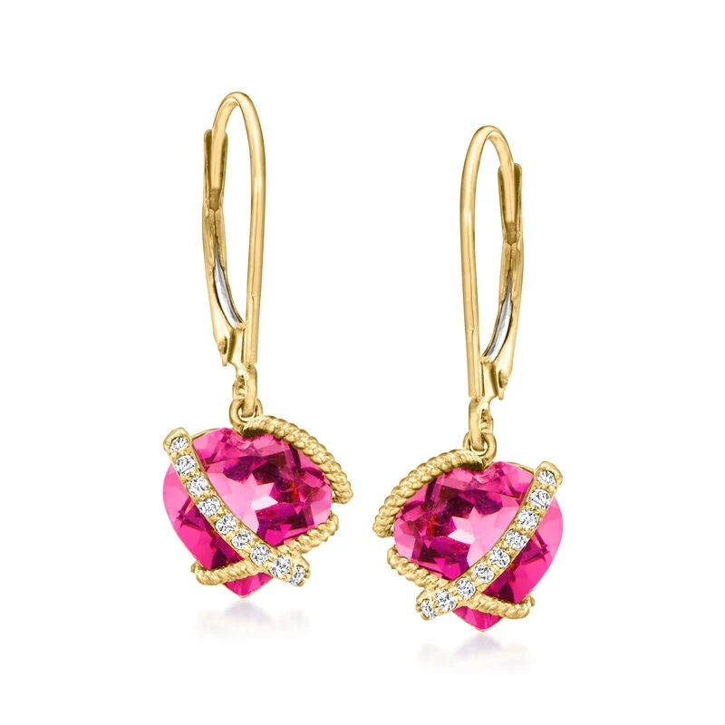 Sotiya Hot Pink Heart Cut Drop Earrings Sterling Silver-Sotiya