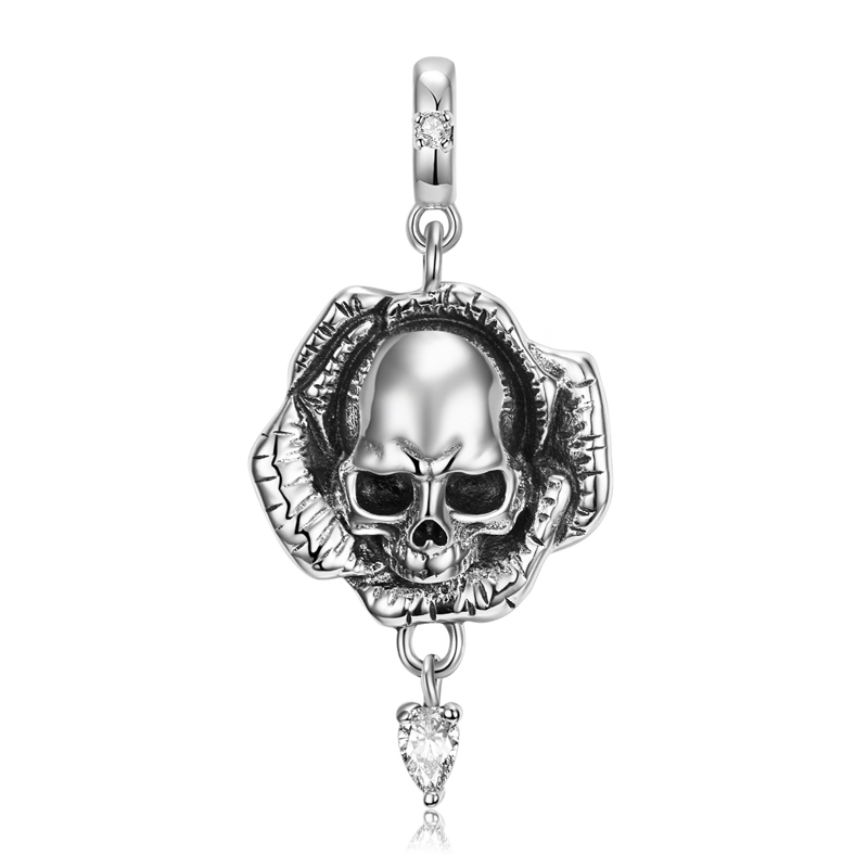 Sotiya Skull Flower Necklace Sterling Silver-Sotiya