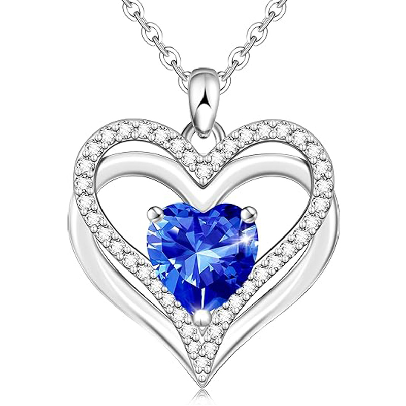 Sotiya 12 Birthstones Intertwined Heart Cut Necklace Sterling Silver-Sotiya