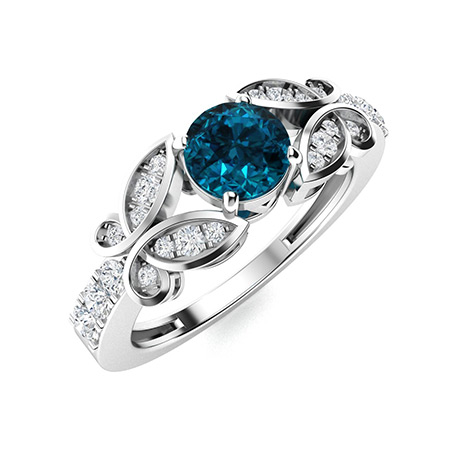 Sotiya Customizable 12 Birthstone Butterfly Round Cut Engagement Ring Sterling Silver