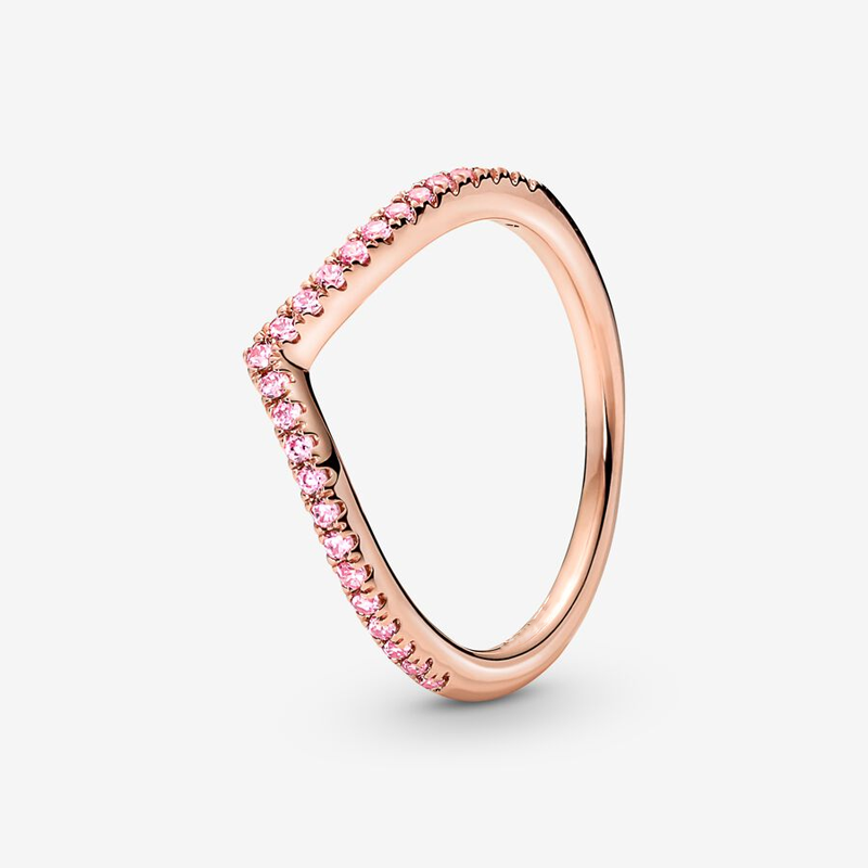 Sotiya V Shape Pink Stackable Women's Wedding Ring  Rose Gold Kellie Contour Band Sterling Silver-Sotiya