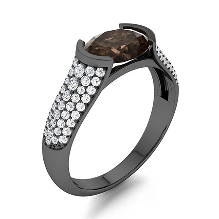 Sotiya Sidestone Bezel Coffee Oval Cut Engagement Ring Sterling Silver-Sotiya