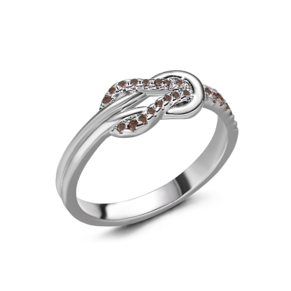 Sotiya Love Knot Coffee Women's Wedding Ring Sterling Silver-Sotiya