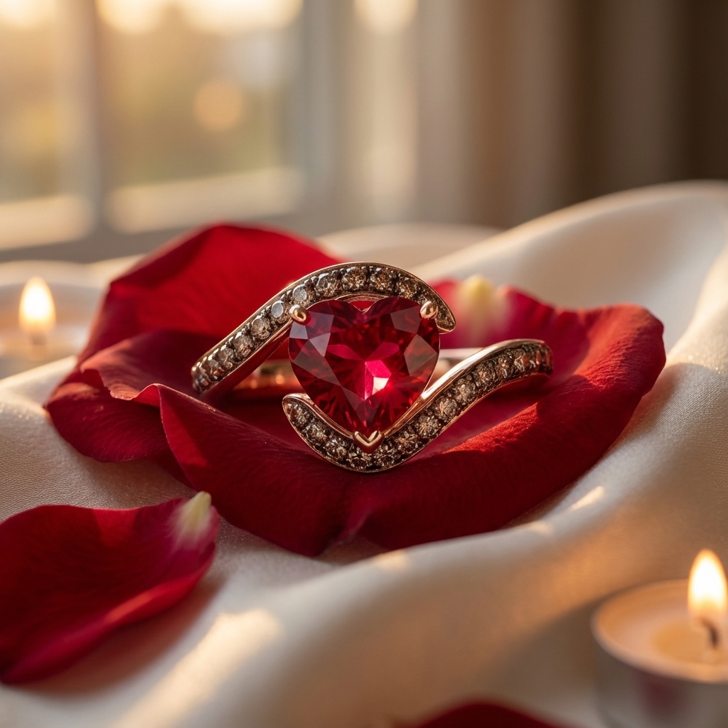 Sotiya Wavy Band Embraces Heart Cut Coffee Engagement Ring Sterling Silver-Sotiya