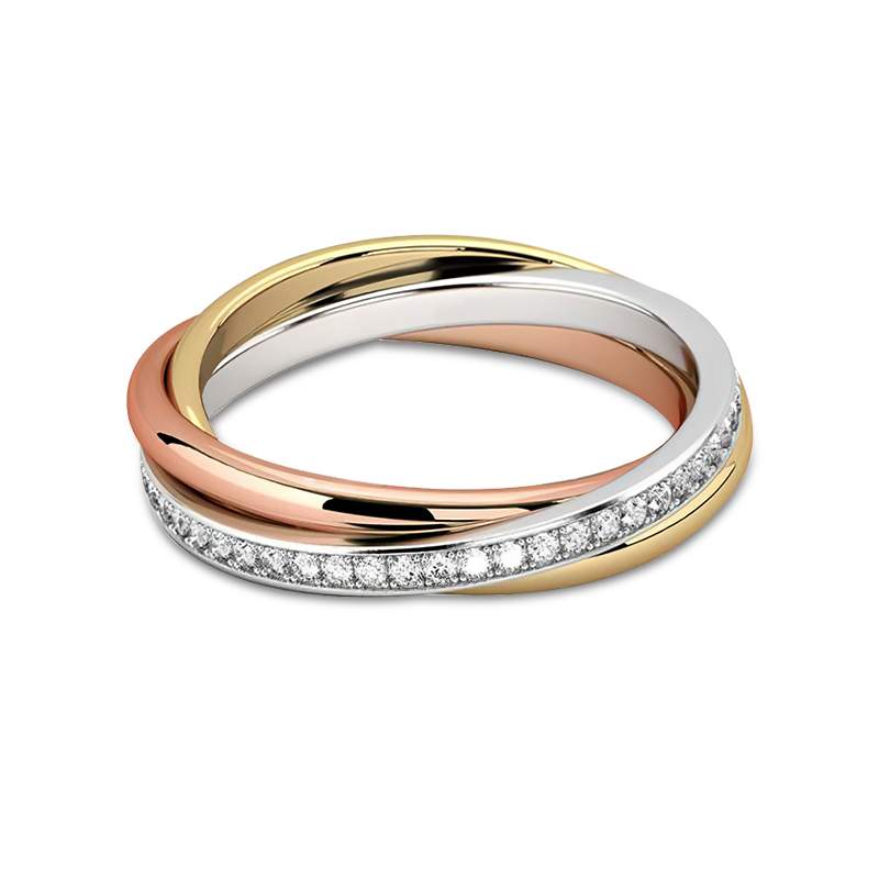 Sotiya Intertwined Three Tone Women's Wedding Ring Sterling Silver-Sotiya