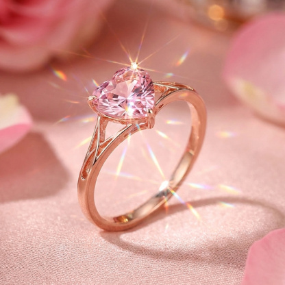 Sotiya Unique Twist Pink Heart Fantasy Starbrite Cut Engagement Ring Sterling Silver-Sotiya
