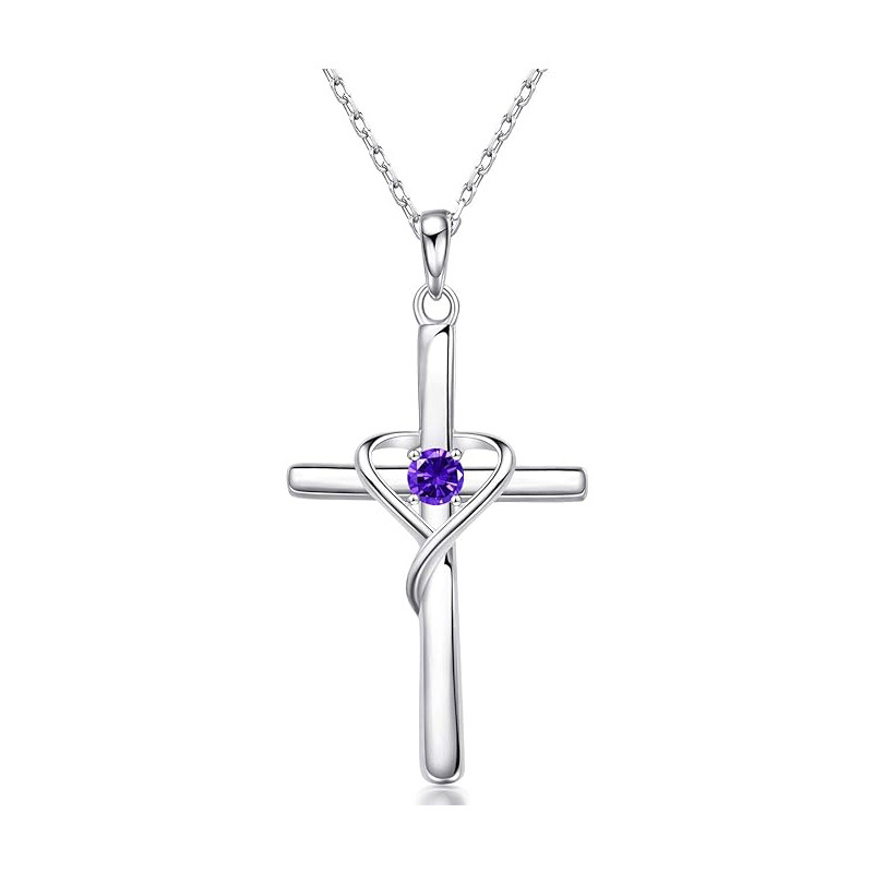 Sotiya 12 Birthstones Intertwined Cross Necklace Sterling Silver-Sotiya