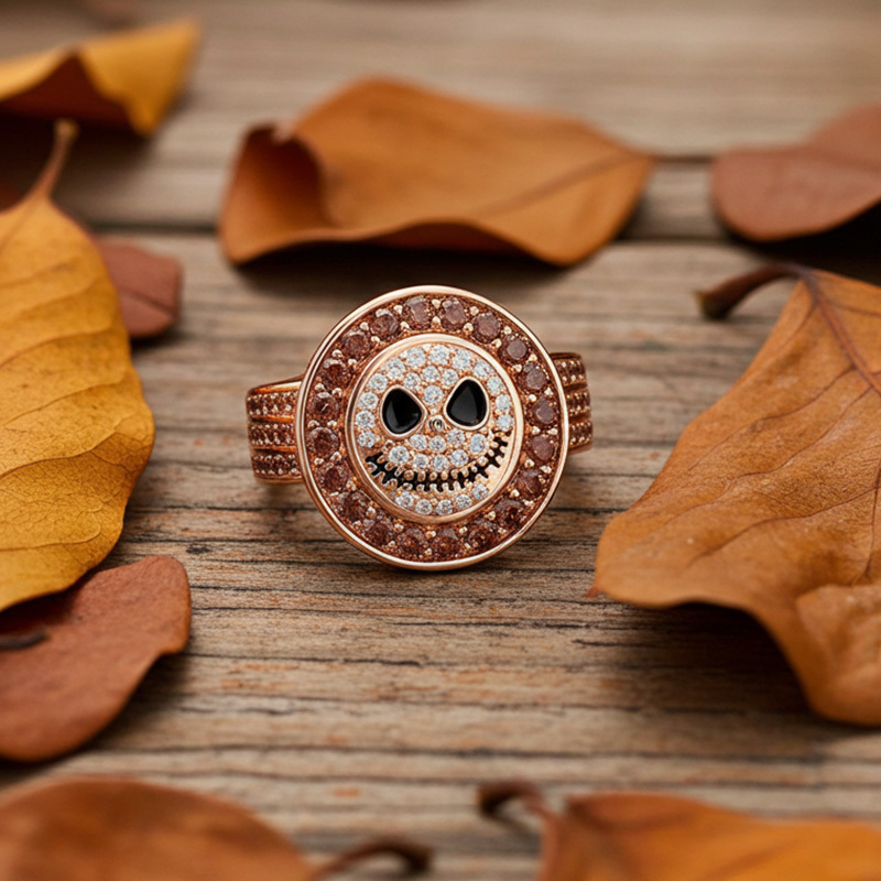 Sotiya Halo Skull Inspired Coffee Cocktail Ring Sterling Silver-Sotiya