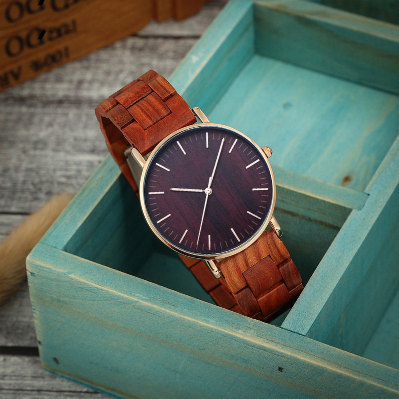 Sotiya Simple Zebrawood Sandalwood Quartz Coffee Wooden Watch-Sotiya