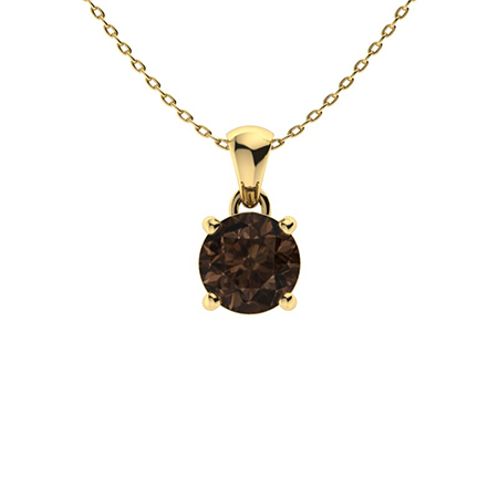 Sotiya Coffee Four Prong Round Cut Solitaire Necklace Sterling Silver-Sotiya