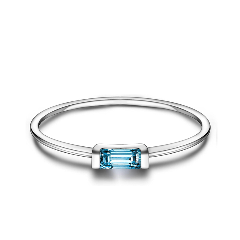 Sotiya 12 Birthstones Emerald Cut Stackable Ring Sterling Silver-Sotiya