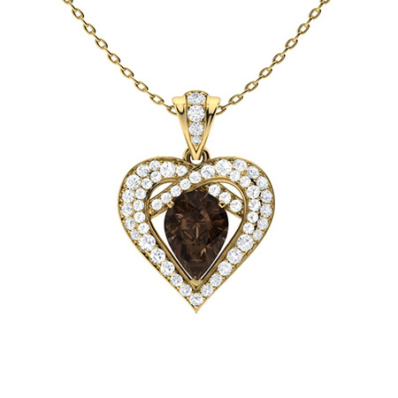 Sotiya Coffee Pear Cut Heart Necklace Sterling Silver-Sotiya
