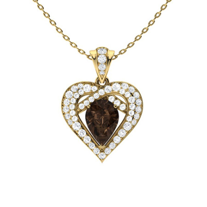 Sotiya Coffee Pear Cut Heart Necklace Sterling Silver-Sotiya