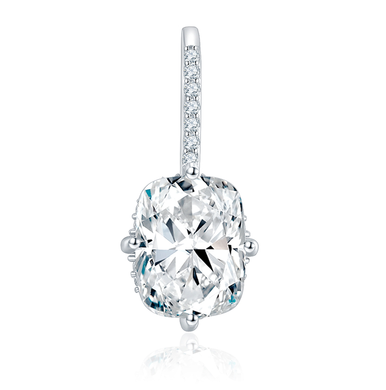 Sotiya Hidden Halo Radiant Cut Moissanite Drop Earrings Sterling Silver-Sotiya