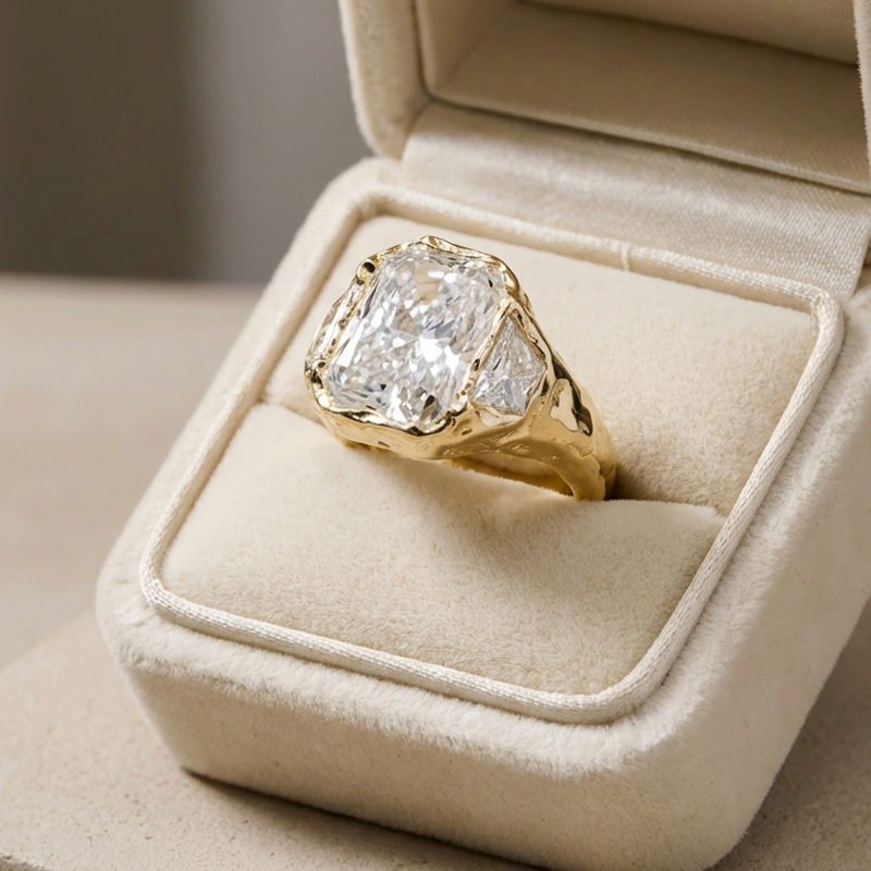 Sotiya Three Stone Radiant Cut Engagement Ring Sterling Silver-Sotiya