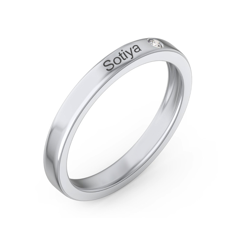 Sotiya Stackable Engraved Birthstone Ring Sterling Silver