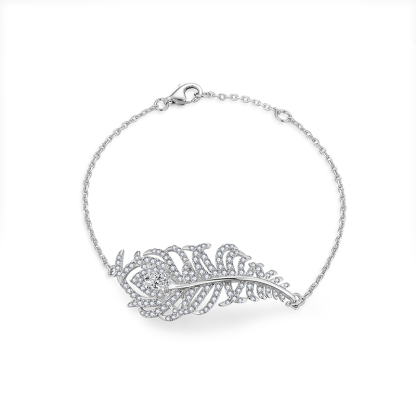 Sotiya Feather Design Moissanite Bracelet Sterling Silver-Sotiya