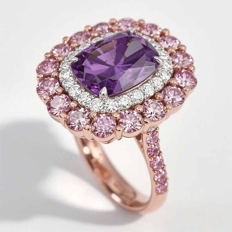 Sotiya Cathedral Cushion Cut Multi Colored Engagement Ring Sterling Silver-Sotiya